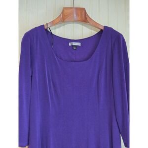 Leslie Fay Dress Womens 14 Purple 3/4 Sleeve Scoop Neck Swing Knee Length USA